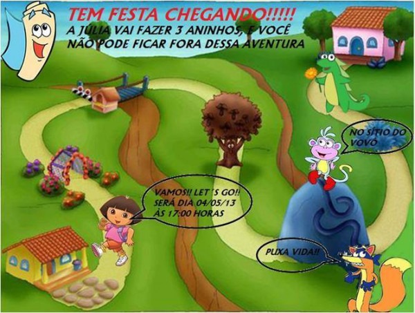 Convite Mapa Dora Aventureira No Elo7 Convite Mapa Dora Aventureira No Elo7