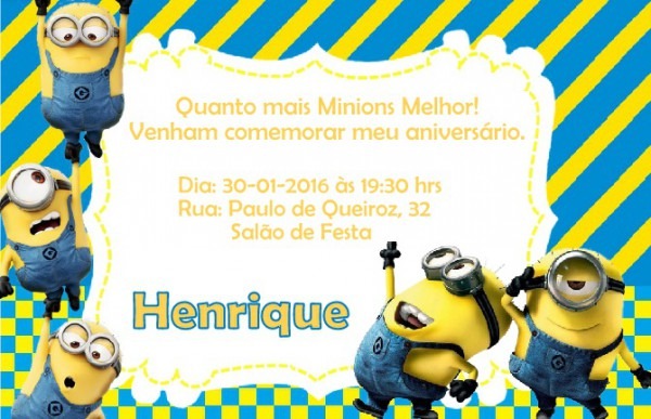 Convite Minions No Elo7 Convite Minions No Elo7