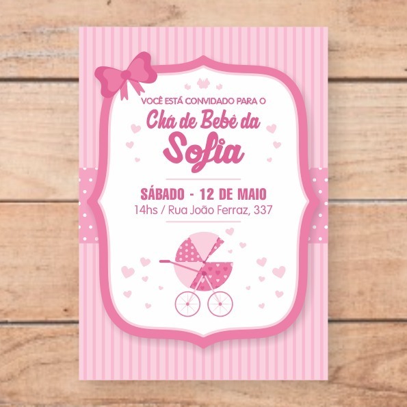 Convite Para Cha De Bebe Rosa SÃ³ A Imagem