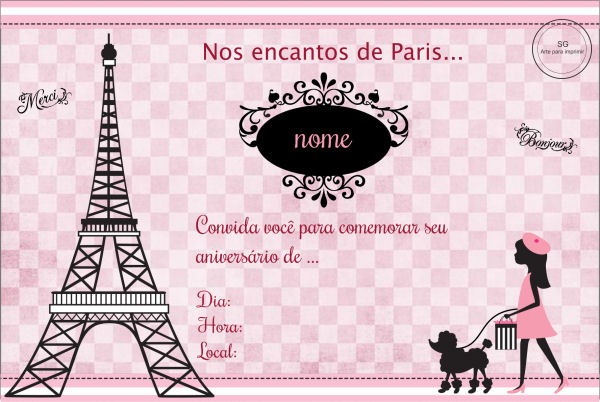 Convite Paris No Elo7 Convite Paris No Elo7