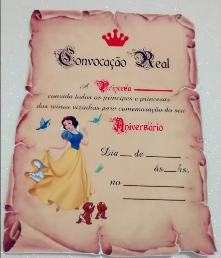 Convite Pergaminho Branca De Neve 70 Unid Convite Pergaminho Branca De Neve 70 Unid