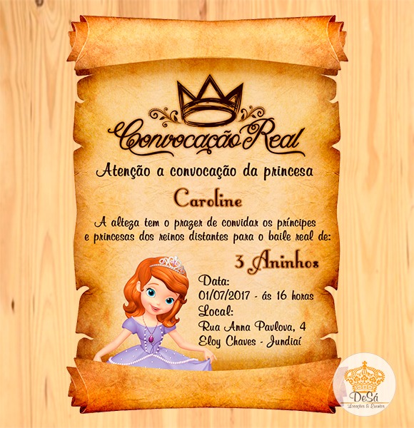 Convite Com Pergaminho Das Princesas Convite Com Pergaminho Das Princesas