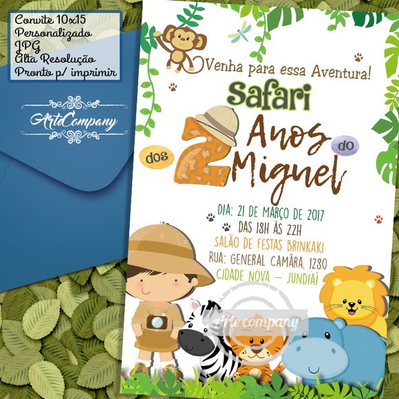 Convite Festa Safari Selva Digital No Elo7 Convite Festa Safari Selva Digital No Elo7
