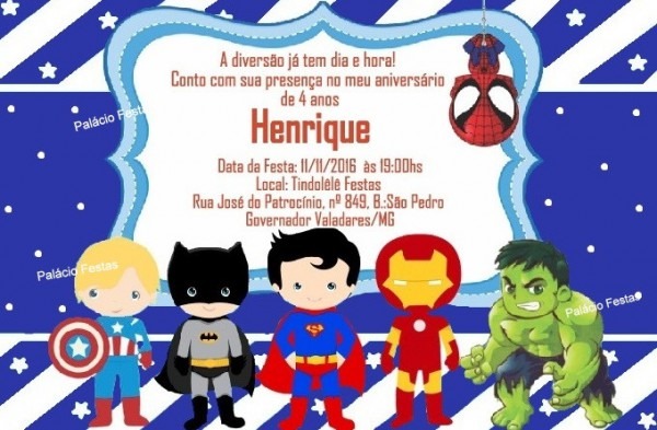 Convite Super Heróis No Elo7 Convite Super Heróis No Elo7