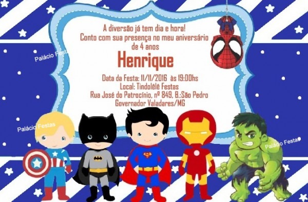 Convite Super Heróis No Elo7 Convite Super Heróis No Elo7
