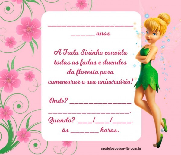 Convite Tinker Bell 18 Modelos Com A Fada Sininho! â Modelos De Convite Tinker Bell 18 Modelos Com A Fada Sininho! â Modelos De