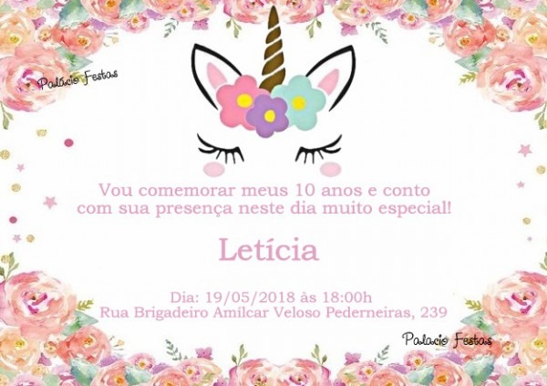 Convite Unicornio No Elo7 Convite Unicornio No Elo7