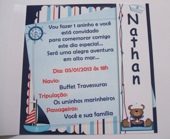 Convite Urso Marinheiro No Elo7 Convite Urso Marinheiro No Elo7