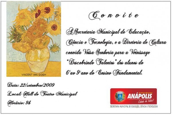 Vernissage âdescobrindo Talentosâ â Convite! Vernissage âdescobrindo Talentosâ â Convite!