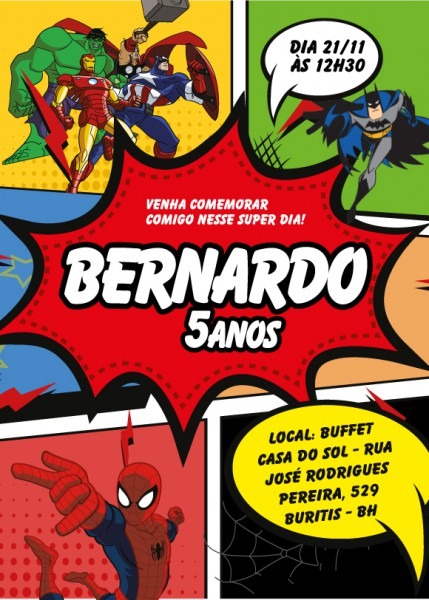 Convite Zap (virtual) Vingadores Super Herois No Elo7 Convite Zap (virtual) Vingadores Super Herois No Elo7