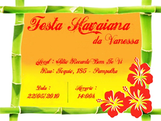 Nati Flor Artesanato  Convite Festa Havaiana