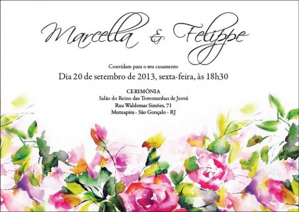 Convites Com Aquarela Floral No Elo7 Convites Com Aquarela Floral No Elo7
