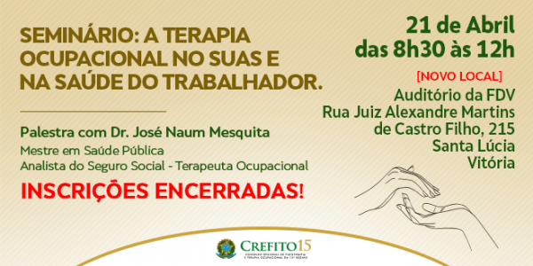 Crefito 15 Realizará Seminário Sobre A Terapia Ocupacional Crefito 15 Realizará Seminário Sobre A Terapia Ocupacional