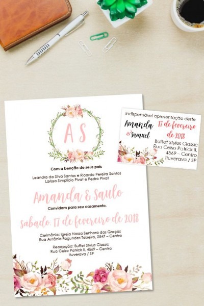 Convite Casamento Floral Rose Editável No Word ⡠Clique No Pin E Convite Casamento Floral Rose Editável No Word ⡠Clique No Pin E