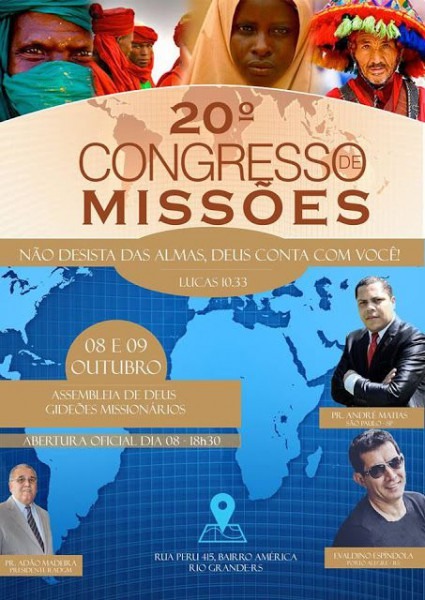 GideÃµes CanguÃ§u Rs  Vem Ai O 20Âº Congresso De MissÃes Em Rio