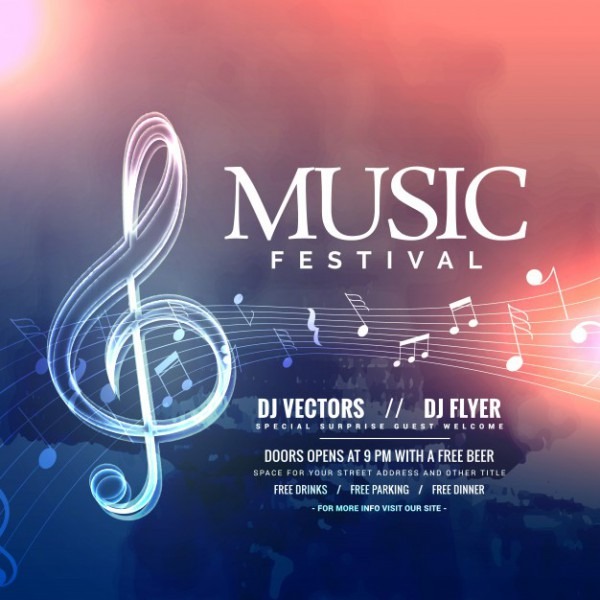 Design De Convite Do Festival De Música Com Notas Design De Convite Do Festival De Música Com Notas