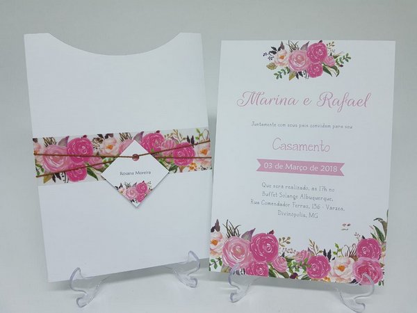 Convite Floral Rosa Casamento Convite Floral Rosa Casamento
