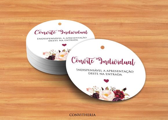C28 Tag Convite Individual Redonda Marsala C28 Tag Convite Individual Redonda Marsala