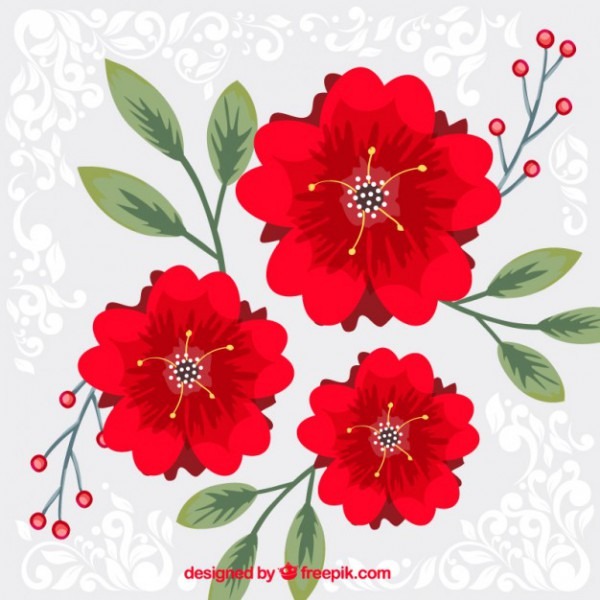 Flores Vermelhas Fundo Flores Vermelhas Fundo