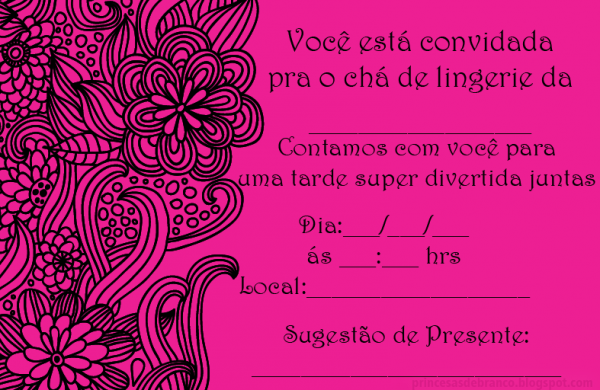 Convites Para Chá De Lingerie Modelos Prontos Para Imprimir Convites Para Chá De Lingerie Modelos Prontos Para Imprimir