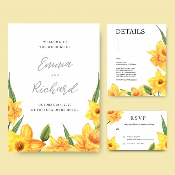 O Daffodil Floresce O Cartão Do Convite Dos Ramalhetes Da Aquarela O Daffodil Floresce O Cartão Do Convite Dos Ramalhetes Da Aquarela