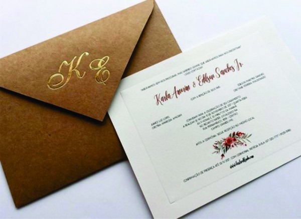 Convite De Casamento Rústico Com Hotstamp Ref 484 Convite De Casamento Rústico Com Hotstamp Ref 484
