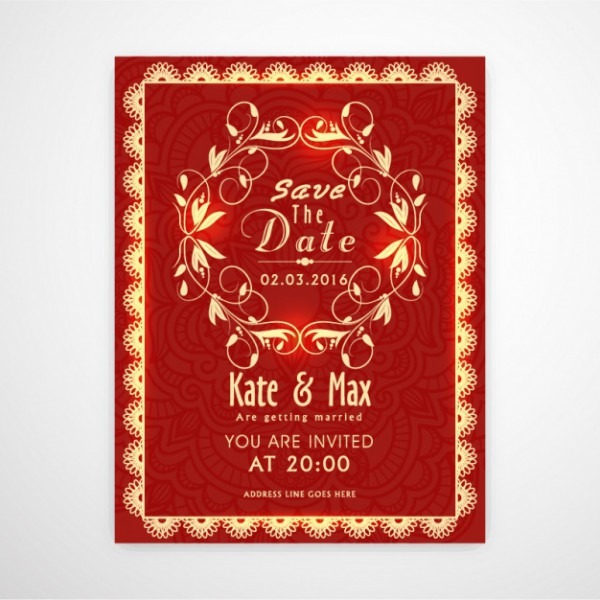 Vermelho E Convite Dourado Do Casamento Vermelho E Convite Dourado Do Casamento
