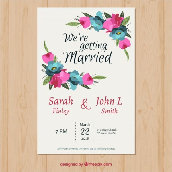 Wedding Invitation Template With Polygonal Flowers Vector Wedding Invitation Template With Polygonal Flowers Vector