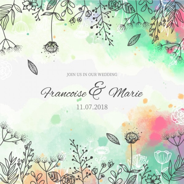Convite De Casamento Com Fundo Floral Em Estilo Aquarela Casamento Convite De Casamento Com Fundo Floral Em Estilo Aquarela Casamento