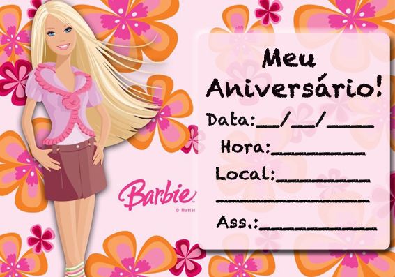 Convite Da Barbie Para AniversÃ¡rio Infantil