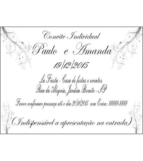Convite Individual De Casamento De  R$ 0,65 Por  R$ 0,60 (preÃ§o