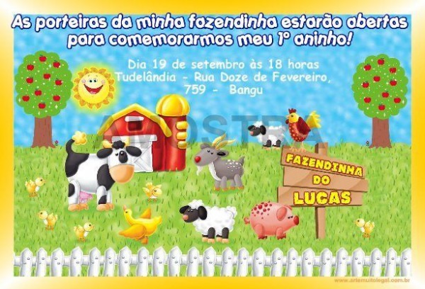Convite De 1 Ano Da Fazendinha â Convite Infantil Convite De 1 Ano Da Fazendinha â Convite Infantil