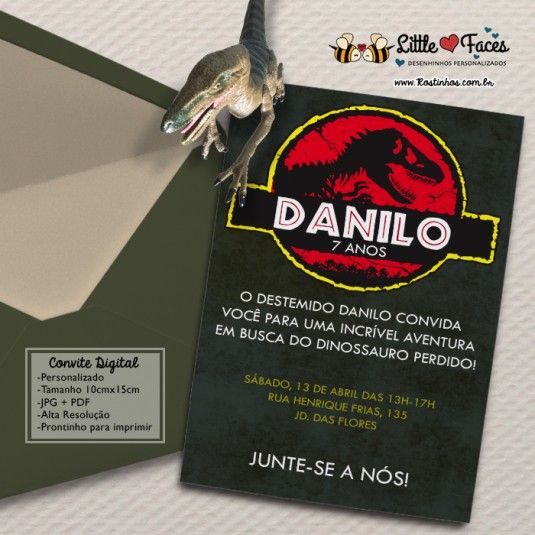 Convite Festa Jurassic Park Dinossauro Para Imprimir