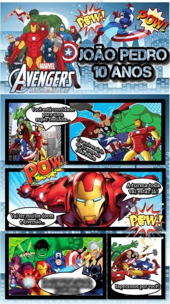 Convite Revista Em Quadrinhos Dos Vingadores