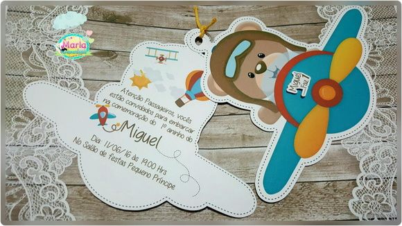 Convite Urso Aviador Convite Urso Aviador
