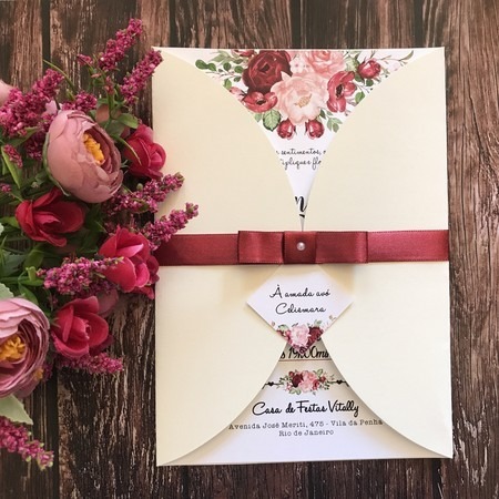 Convite De Casamento Floral Marsala Convite De Casamento Floral Marsala