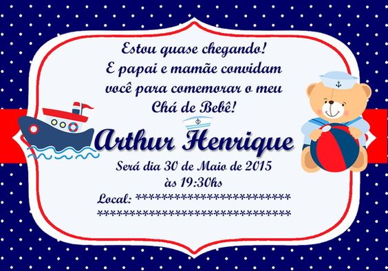 Convite De Chá De Bebê Convite De Chá De Bebê