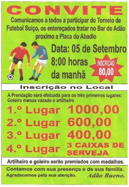 Convite Para Torneio De Futebol Suiço Em Dourados Convite Para Torneio De Futebol Suiço Em Dourados
