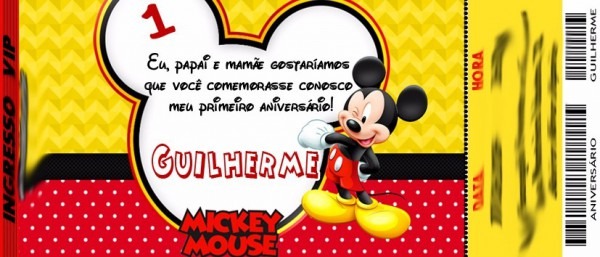 50 Convite De AniversÃ¡rio Ingresso Vip Mickey 48horas