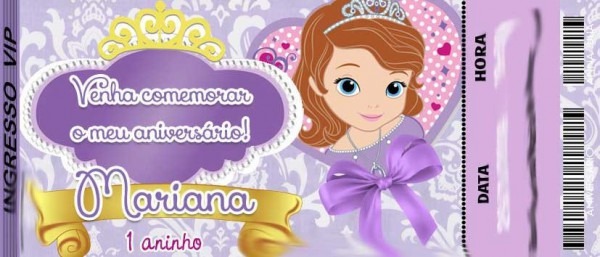 50 Convite Ingresso Princesa Sophia Sofia Aniversário 50 Convite Ingresso Princesa Sophia Sofia Aniversário
