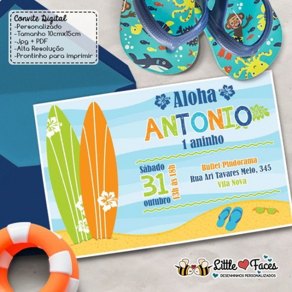 Aloha! O Tema Da Festa Ã© Praia E Surf  Deixa O Convite Com A Gente