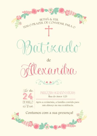 Convite Digital De Batizado Tamanho 10x15cm Delicado Convite Convite Digital De Batizado Tamanho 10x15cm Delicado Convite
