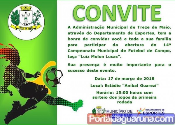 Treze De Maio Convite Campeonato De Futebol â Portal Jaguaruna Treze De Maio Convite Campeonato De Futebol â Portal Jaguaruna