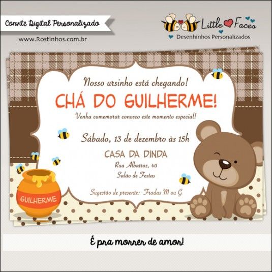 Convite Chá De Bebê Ursinho Para Imprimir Convite Chá De Bebê Ursinho Para Imprimir
