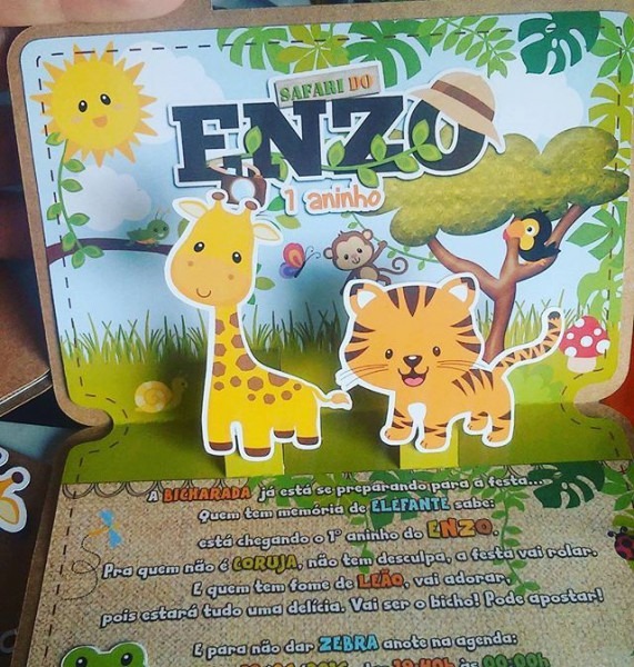 Uma Fofura O Convite De 1 Aninho Do Enzo! Safari Convite Uma Fofura O Convite De 1 Aninho Do Enzo! Safari Convite