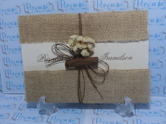 Convite De Casamento Rústico Envelope Em Juta E Lâmina Em Papel Convite De Casamento Rústico Envelope Em Juta E Lâmina Em Papel