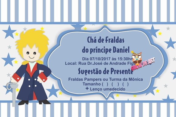 Convite Cha De Fraldas Pequeno Principe Convite Cha De Fraldas Pequeno Principe