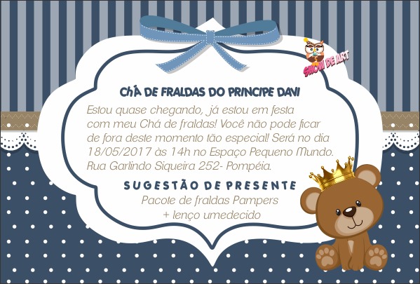 Arte Convite Chá De Fraldas Ursinho Rei No Elo7 Arte Convite Chá De Fraldas Ursinho Rei No Elo7