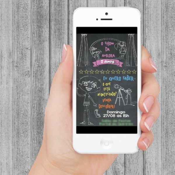 Convite Digital Aniversário Chalkboard Convite Digital Aniversário Chalkboard