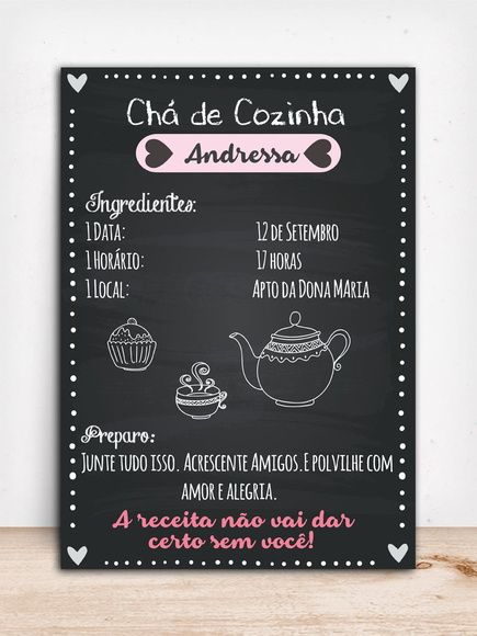 Compre Chalkboard ChÃ¡ De Cozinha No Elo7 Por R$ 19,00